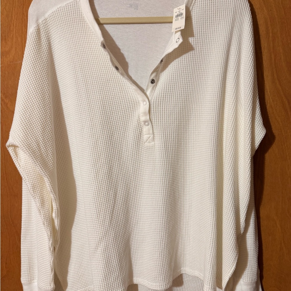 Chic Cream Waffle Knit Blouse